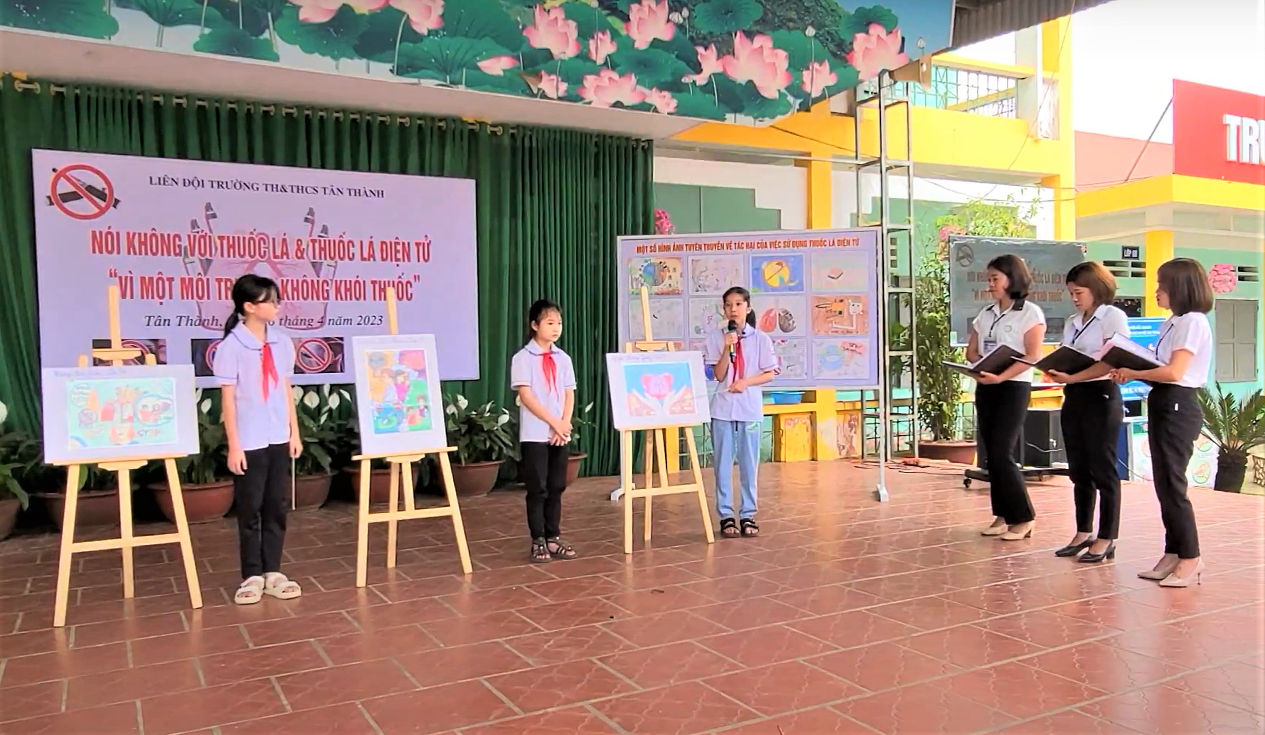 rường TH&THCS Tân Thành tuyên truyền phòng chống hút thuốc lá trong học sinh